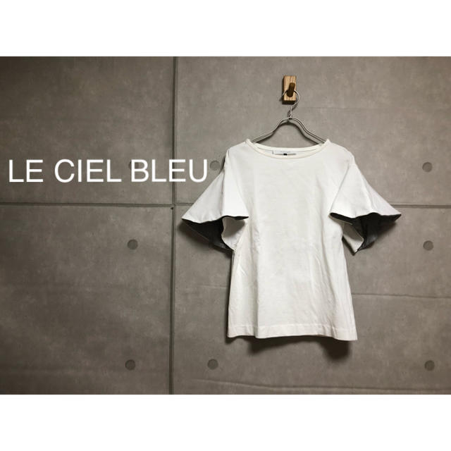 LE CIEL BLEU(ルシェルブルー)のLE CIEL BLEU  白 x グレー   カットソー レディースのトップス(カットソー(半袖/袖なし))の商品写真