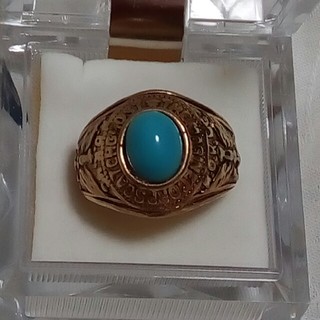 カレッジリング風　指輪　約25号　ターコイズ色(リング(指輪))