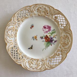 マイセン(MEISSEN)のご売約です。【KPM Berlin】希少 透かし皿 飾皿 金彩 薔薇 花絵 (食器)