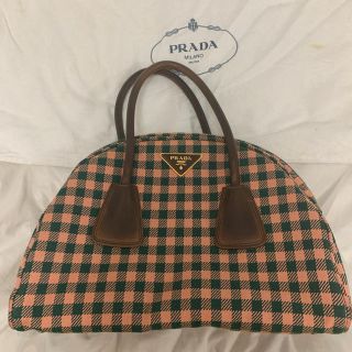 プラダ(PRADA)のプラダ★チェック柄ボーリングバッグ★紗栄子さん使用(ハンドバッグ)