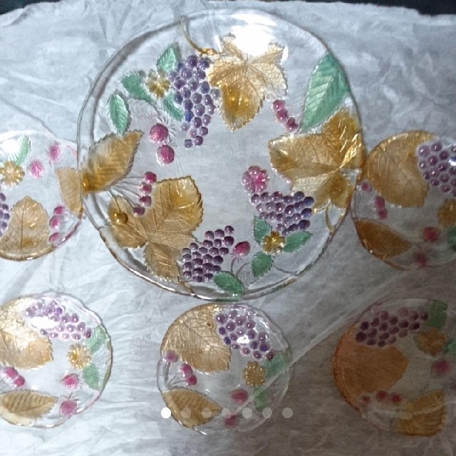 新品 高級 ガラス製 大皿 小皿 5枚