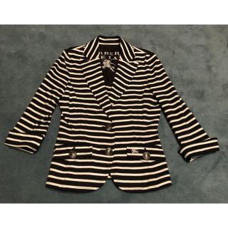 バーバリーブルーレーベル(BURBERRY BLUE LABEL)のバーバリー ジャケット 黒×オフホワイト(テーラードジャケット)