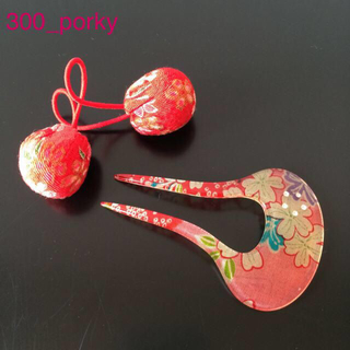 300_porky 和風髪飾りセット(ヘアゴム/シュシュ)