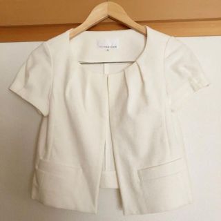 エムプルミエ(M-premier)の美品☆半袖ジャケット☆結婚式、オフィス、パーティー、アナイ、フォクシー、エフデ(ノーカラージャケット)