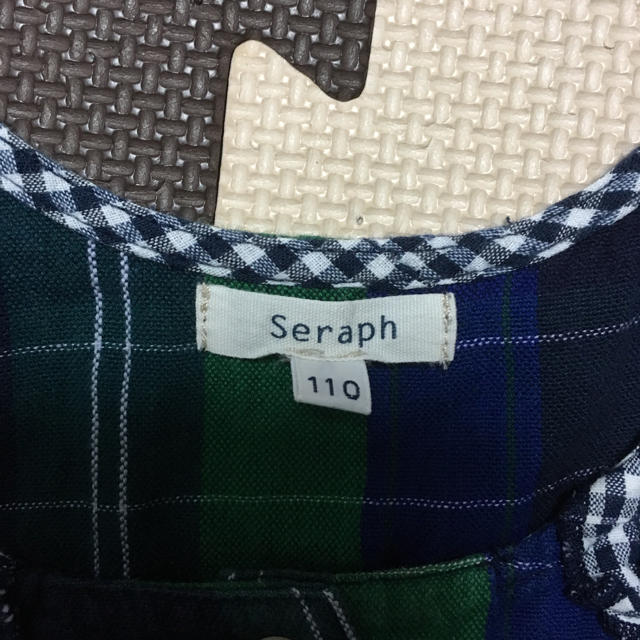 Seraph(セラフ)のグリーンチェックワンピース110 キッズ/ベビー/マタニティのキッズ服女の子用(90cm~)(ワンピース)の商品写真