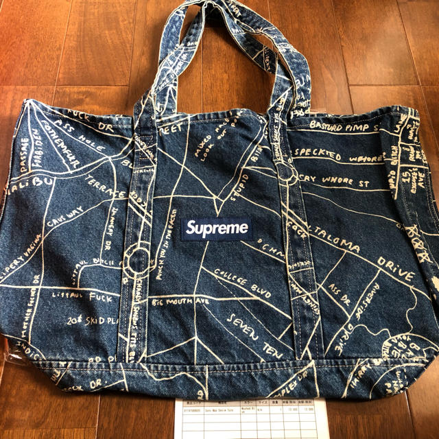 青 supreme gonz map denim tote デニム トート