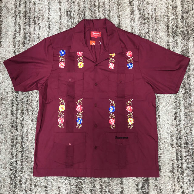 M 赤 supreme flowers guayabera shirt 19ss