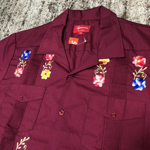 M 赤 supreme flowers guayabera shirt 19ss