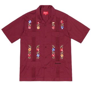 シュプリーム(Supreme)のM 赤 supreme flowers guayabera shirt 19ss(シャツ)