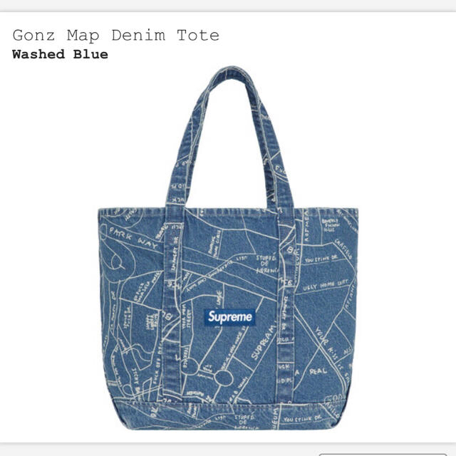 トートバッグSupreme Gonz Map Denim Tote Washed Blue