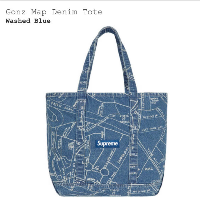 Supreme Gonz Map Denim Tote Washed Blue