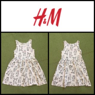 エイチアンドエム(H&M)の♡ H&M ワンピ クマさん 110cm ♡ 杢ベージュ(ワンピース)