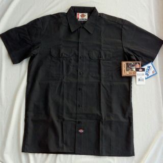 ディッキーズ(Dickies)のタグ付 DICKIES 半袖ワークシャツ L チャコールグレーシャドーストライプ(シャツ)