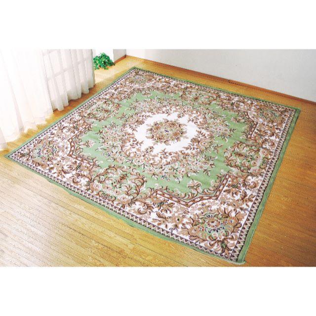 絨毯　2畳用　約200×200　「大空」グリーン　日本製　　ウイルトン織