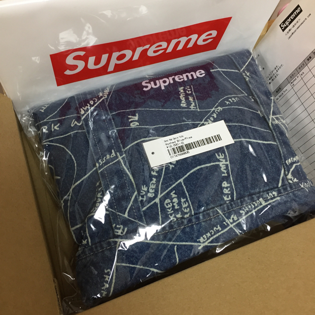 19SS Supreme Gonz Map Denim Tote Washed