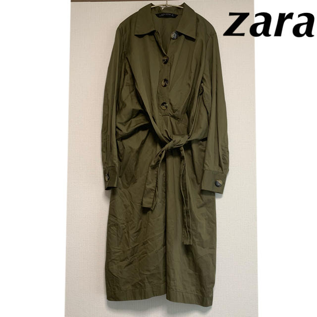 ZARA(ザラ)のzaraひざ下ワンピース カーキ レディースのワンピース(ひざ丈ワンピース)の商品写真