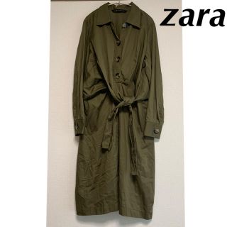 ザラ(ZARA)のzaraひざ下ワンピース カーキ(ひざ丈ワンピース)