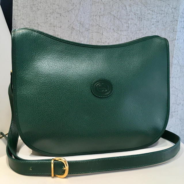 Gucci - オールド グッチ レザー ショルダーバッグ グリーンの通販 by