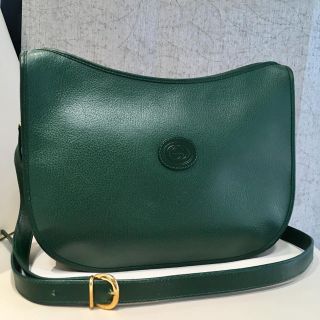 グッチ(Gucci)のオールド グッチ レザー ショルダーバッグ グリーン(ショルダーバッグ)