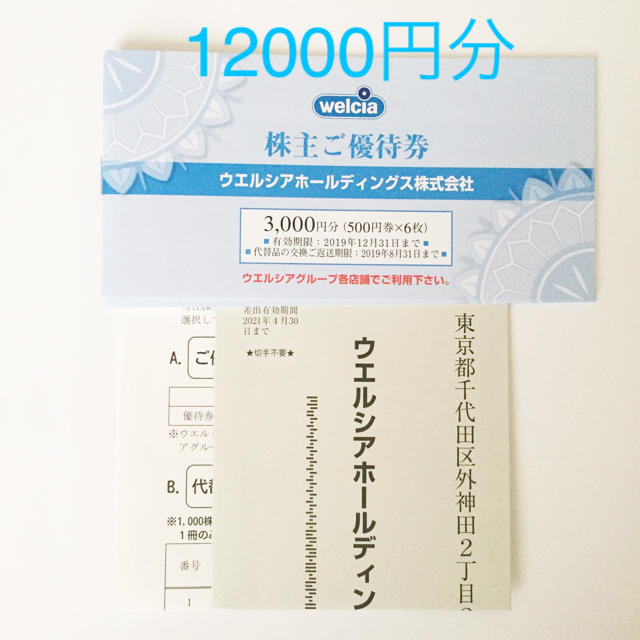 ウエルシア 株主優待 12000円分優待券/割引券 - ショッピング