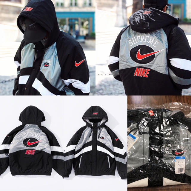 supreme nike hooded sport jacket silver