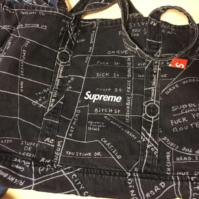 Supreme Gonz map denim tote black