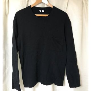 ユニクロ(UNIQLO)のUNIQLO U クルーネック ロングTシャツ ブラック(Tシャツ/カットソー(七分/長袖))