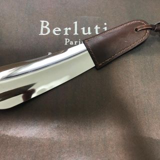 Berluti ベルルッティ シューホーン シルバー ブラウン メタル /カーフ 靴べら 携帯用 ユニセックス メンズ 401238
