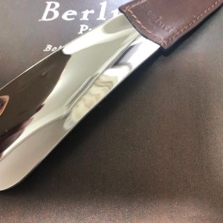 Berluti ベルルッティ シューホーン シルバー ブラウン メタル /カーフ 靴べら 携帯用 ユニセックス メンズ 401238