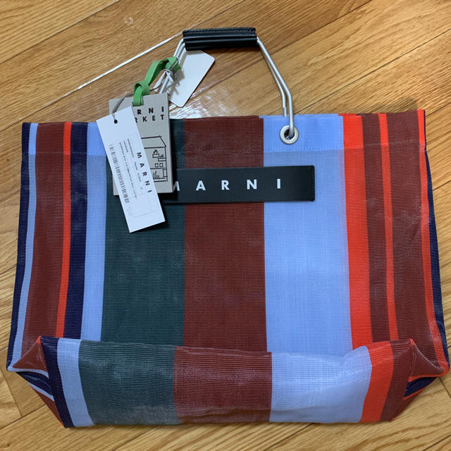 新品未使用 MARNI マルニ フラワーカフェ ストライプバッグラッカーレッド