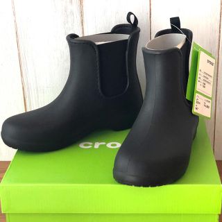 クロックス(crocs)の★タグ付新品 23cm★レインブーツ クロックス チェルシーブーツ ブラック(レインブーツ/長靴)