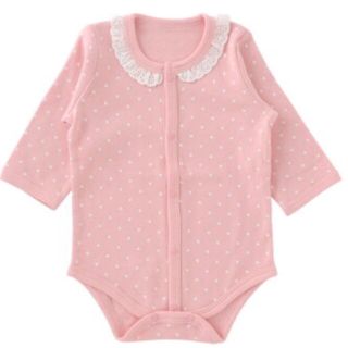 ニシキベビー(Nishiki Baby)のfalio(sweet girl)ロンパース グレコ 長袖 ピンク 水玉 新品(ロンパース)