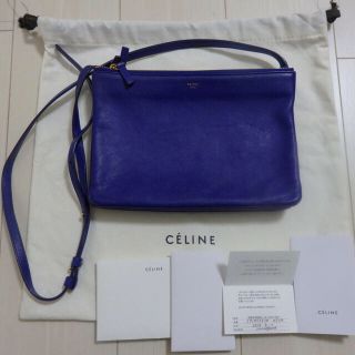 専用【ケアカード有】CELINE セリーヌ トリオ ラージ ブルー