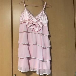 セシルマクビー(CECIL McBEE)のAライン レース リボン 膝丈 ドレス パーティー 結婚式 披露宴 キャバ(ミディアムドレス)