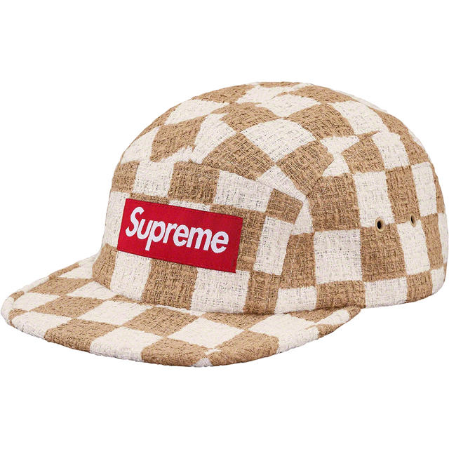 supreme Checkerboard Boucle Camp Cap tan