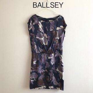 ボールジィ(Ballsey)のボールジィ☆総柄シルクワンピースM通勤仕事 上品 かわいい 春夏秋(ひざ丈ワンピース)