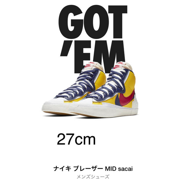 NIKE(ナイキ)のNIKE ブレーザー MID sacai 27cm メンズの靴/シューズ(スニーカー)の商品写真