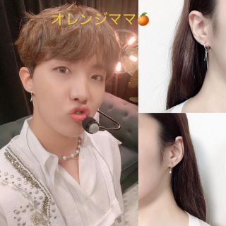 ボウダンショウネンダン(防弾少年団(BTS))のBTS J-HOPE ホビ風 (J)石とバーの両耳イヤリング(ピアス変更可)(イヤリング)