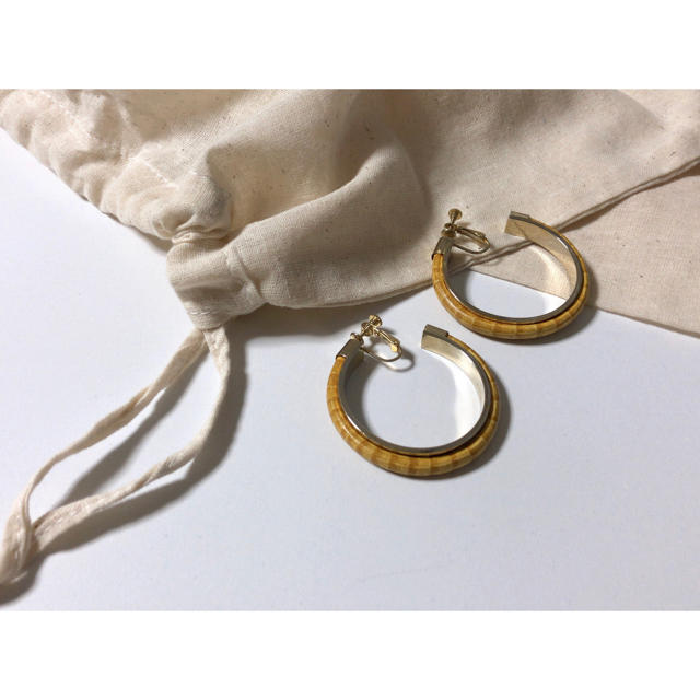 H.P.FRANCE(アッシュペーフランス)のロサト様専用＊vintage hoop earrings バンブー調 イヤリング レディースのアクセサリー(イヤリング)の商品写真