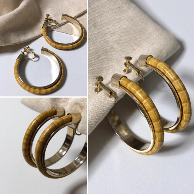 H.P.FRANCE(アッシュペーフランス)のロサト様専用＊vintage hoop earrings バンブー調 イヤリング レディースのアクセサリー(イヤリング)の商品写真