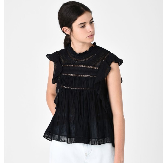 新品】ISABEL MAILAN ETOILEフリル刺繍ブラウス♢ブラック 新品】ISABEL MAILAN ETOILEフリル刺繍ブラウス♢ブラック
