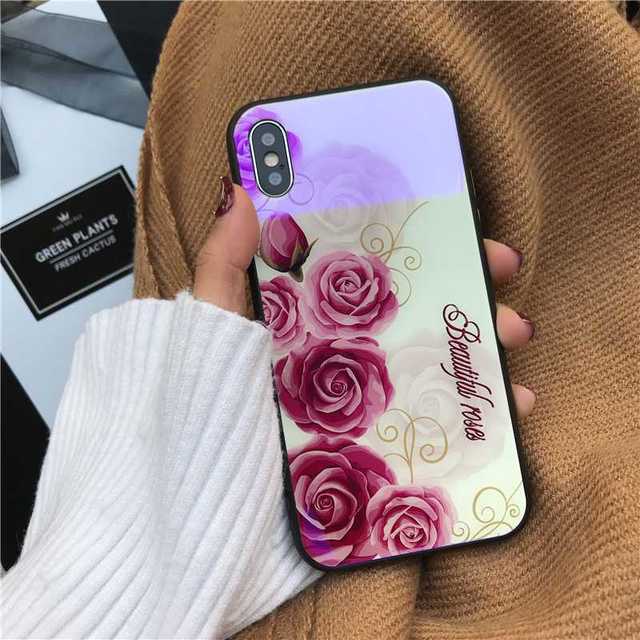 花柄 iPhone8Plus iPhone7Plus 背面ガラス ホワイトの通販 by coco's shop｜ラクマ