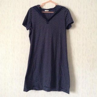 ユニクロ(UNIQLO)の紺色ボーダーワンピ(ミニワンピース)