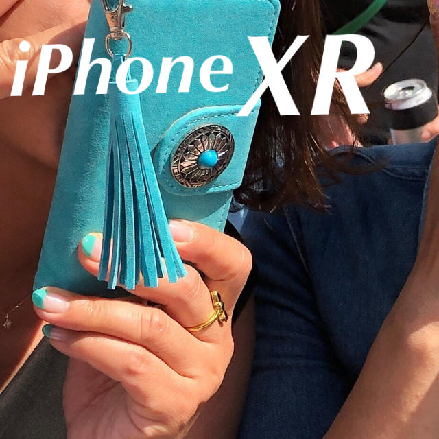 iPhoneXR お洒落なターコイズブルー手帳型ケースの通販 by Paulista's shop｜ラクマ