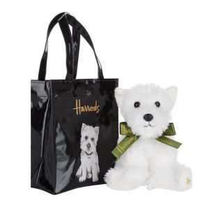 ハロッズ(Harrods)のロンドン ハロッズ購入！ミニバッグとホワイトテリア ウェスティのぬいぐるみセット(ぬいぐるみ)