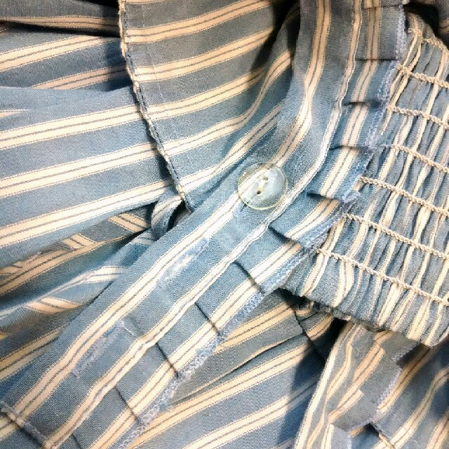 BLUE ROGUE(ブルーローグ)のBLUE ROGUE 水色×白ストライプ編上げジャンパースカート レディースのスカート(ミニスカート)の商品写真