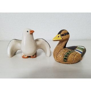 陶器　鳥置物　カモメ　カモ　リンコナダ(置物)