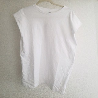 ユニクロ(UNIQLO)のUNIQLO　スラブチュニック（半袖）　白　ホワイト(Tシャツ(半袖/袖なし))