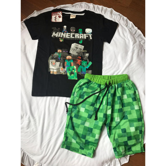 【新品】mine craft マイクラ Tシャツ ハーフパンツセット 黒 160 キッズ/ベビー/マタニティのキッズ服男の子用(90cm~)(Tシャツ/カットソー)の商品写真