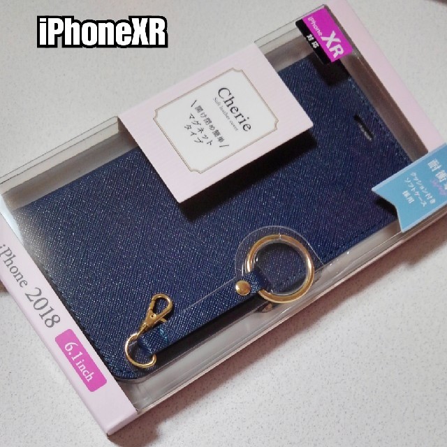 リングストラップ付★　iPhoneXR　ケース　手帳型　ネイビーの通販 by ASUKA's shop｜ラクマ